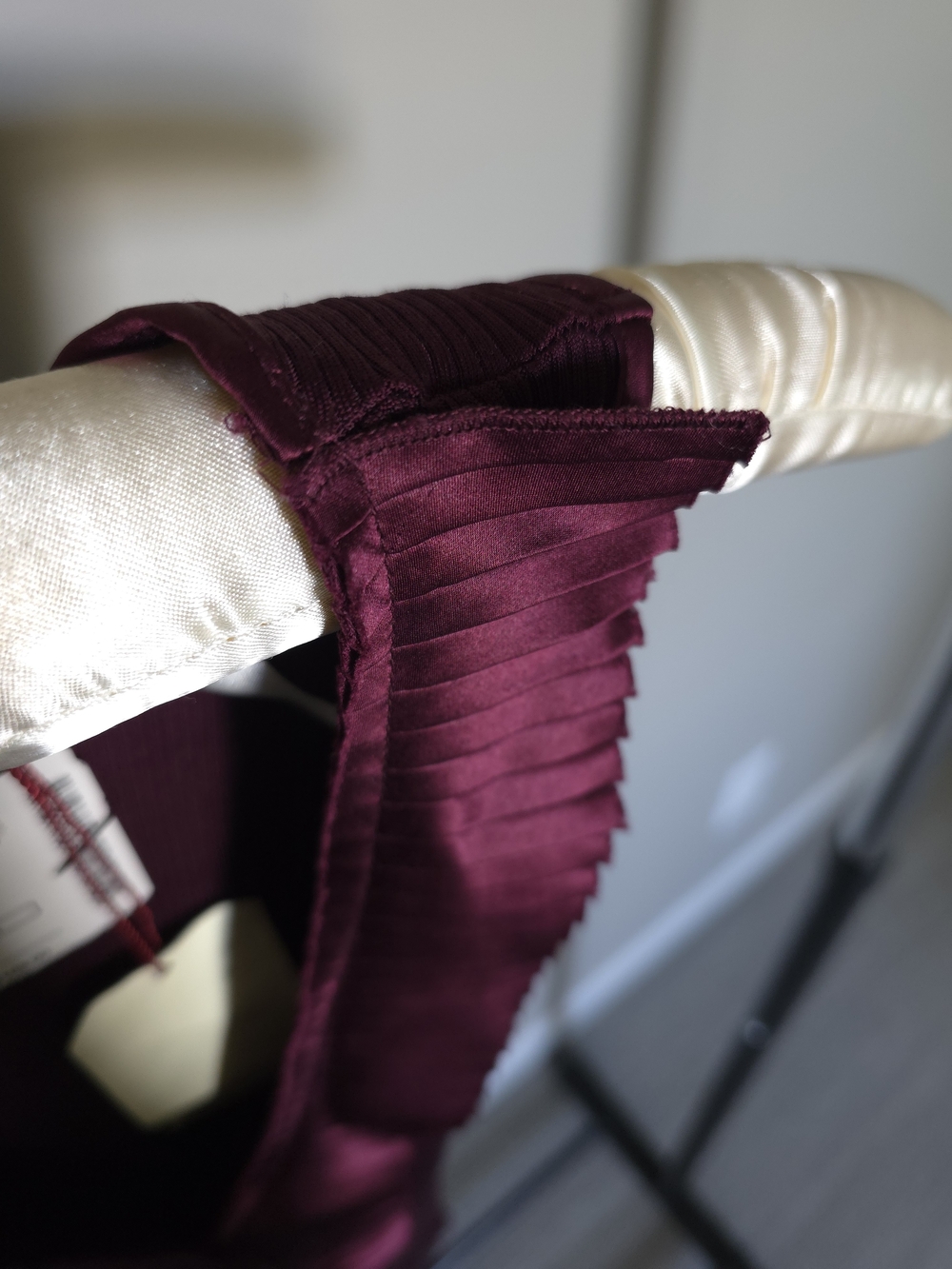Salomay Silk Stretchy Burgundy Tank with Ruffle Trim - Picture 10 of 15
